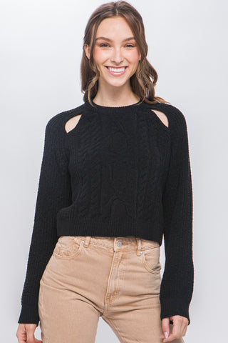 Knit Pullover Sweater With Cold Shoulder Detail Look Up Deals