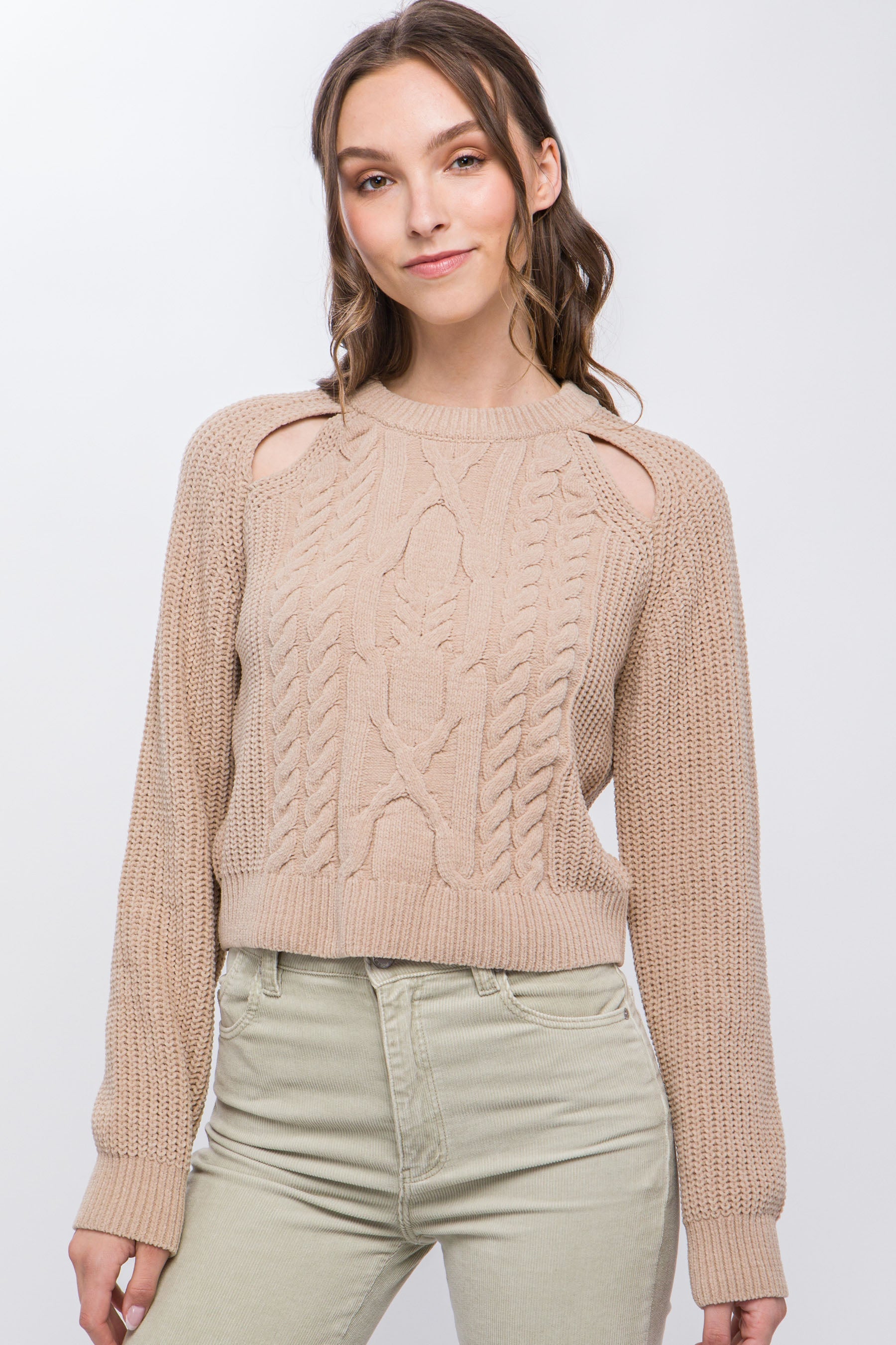 Knit Pullover Sweater With Cold Shoulder Detail Look Up Deals