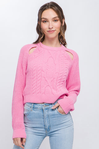 Knit Pullover Sweater With Cold Shoulder Detail Look Up Deals