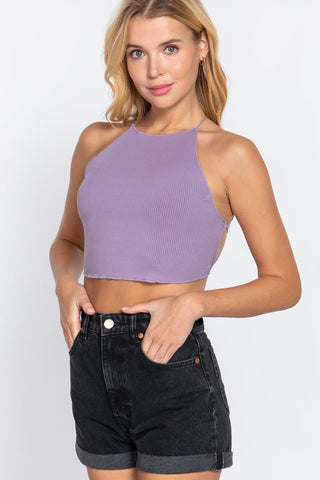 Lace Up Open Cross Back Crop Cami Look Up Deals