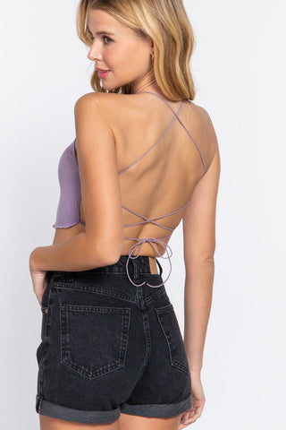 Lace Up Open Cross Back Crop Cami Look Up Deals