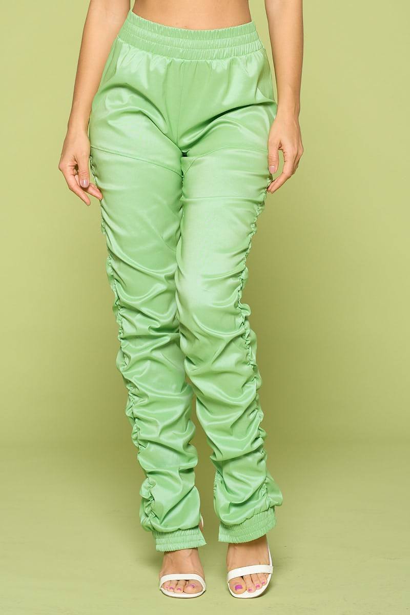 Leather Pu Ruched Pants Look Up Deals