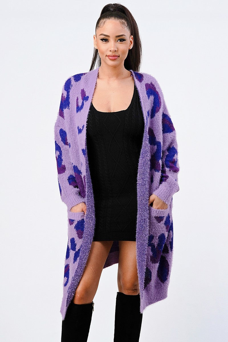 Leopard Angora Sweater Oversized Cardigan Look Up Deals