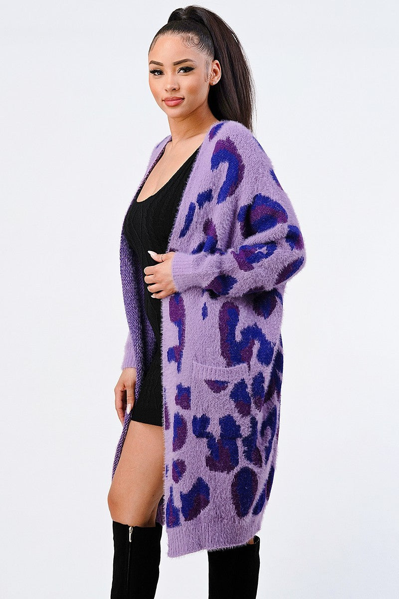 Leopard Angora Sweater Oversized Cardigan Look Up Deals