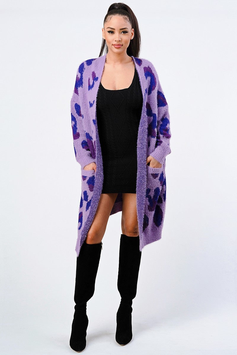 Leopard Angora Sweater Oversized Cardigan Look Up Deals