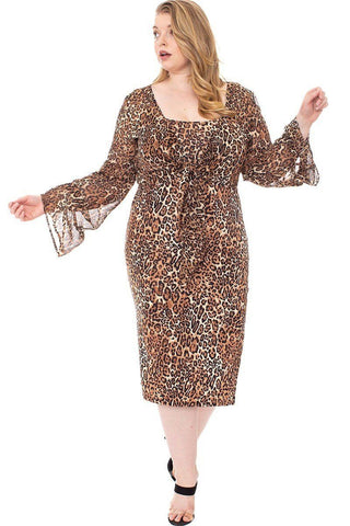 Leopard Print Cardigan & Dress Plus Size Set Look Up Deals