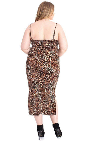 Leopard Print Cardigan & Dress Plus Size Set Look Up Deals