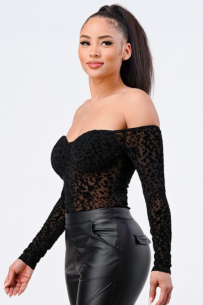 Leopard Print Off Shoulder Bodysuit Look Up Deals