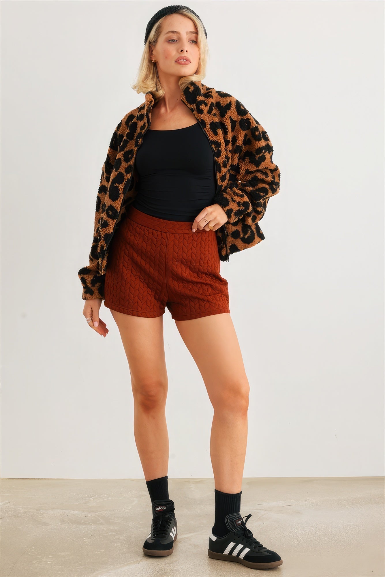 Leopard Teddy Zip-up Two Pocket Jacket Look Up Deals