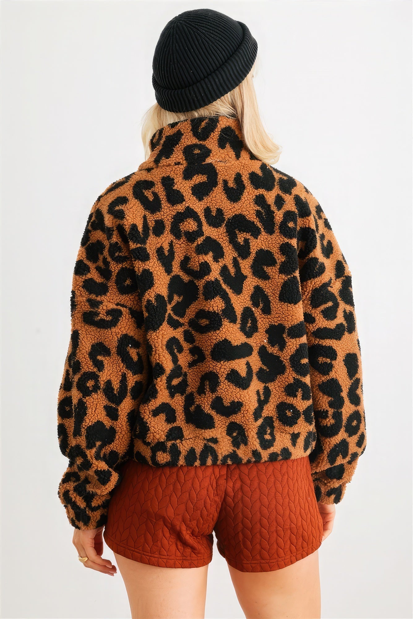 Leopard Teddy Zip-up Two Pocket Jacket Look Up Deals