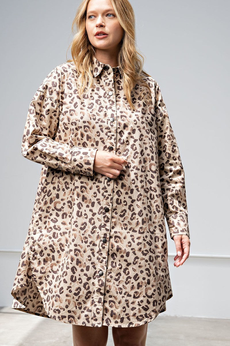 Leopard/animal Printed Shirt Dress Look Up Deals