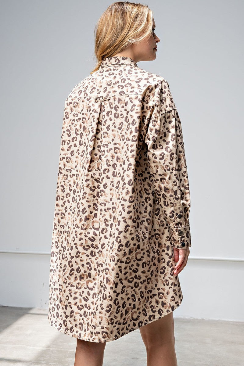 Leopard/animal Printed Shirt Dress Look Up Deals