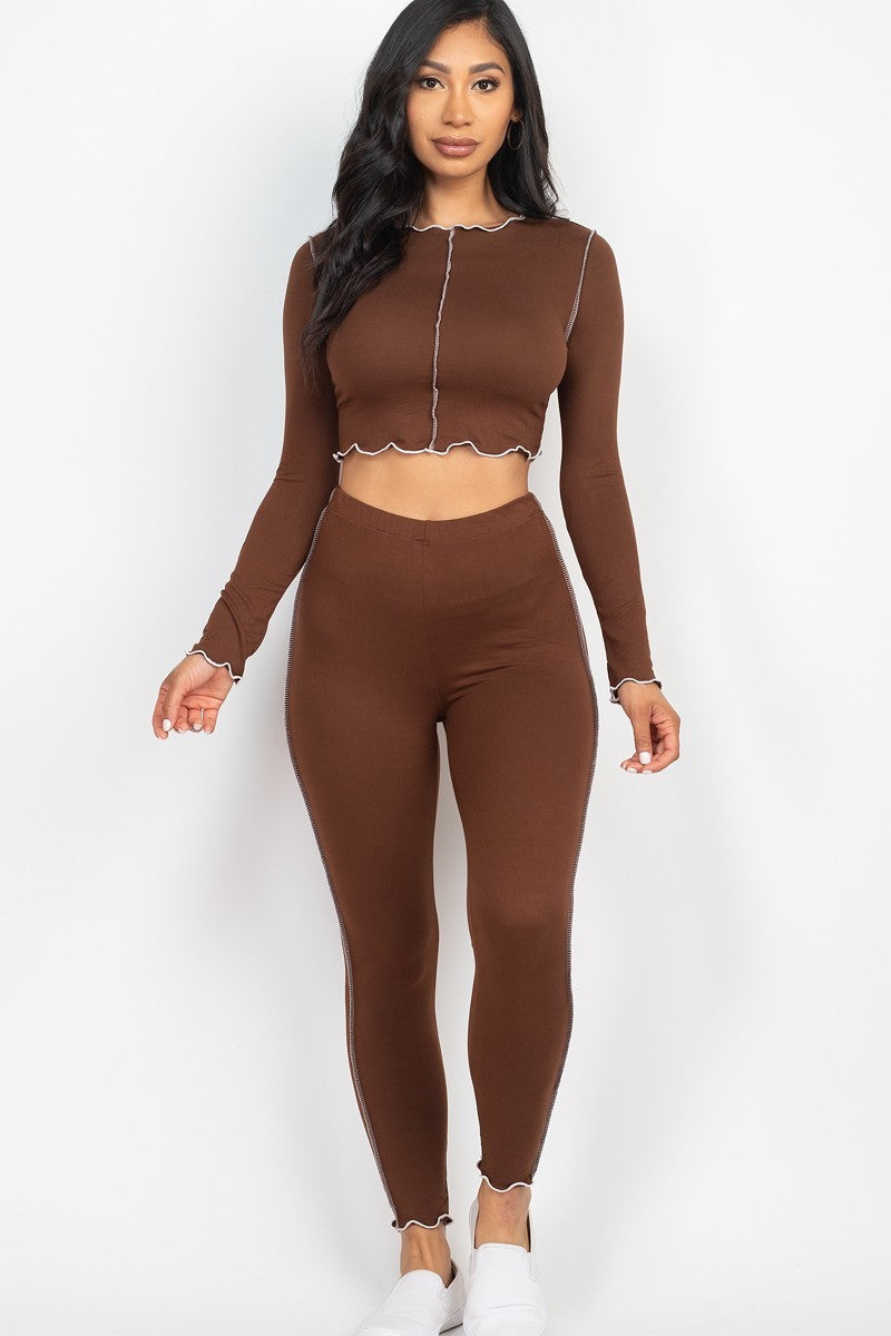 Lettuce Edge Crop Top & Leggings Set Look Up Deals