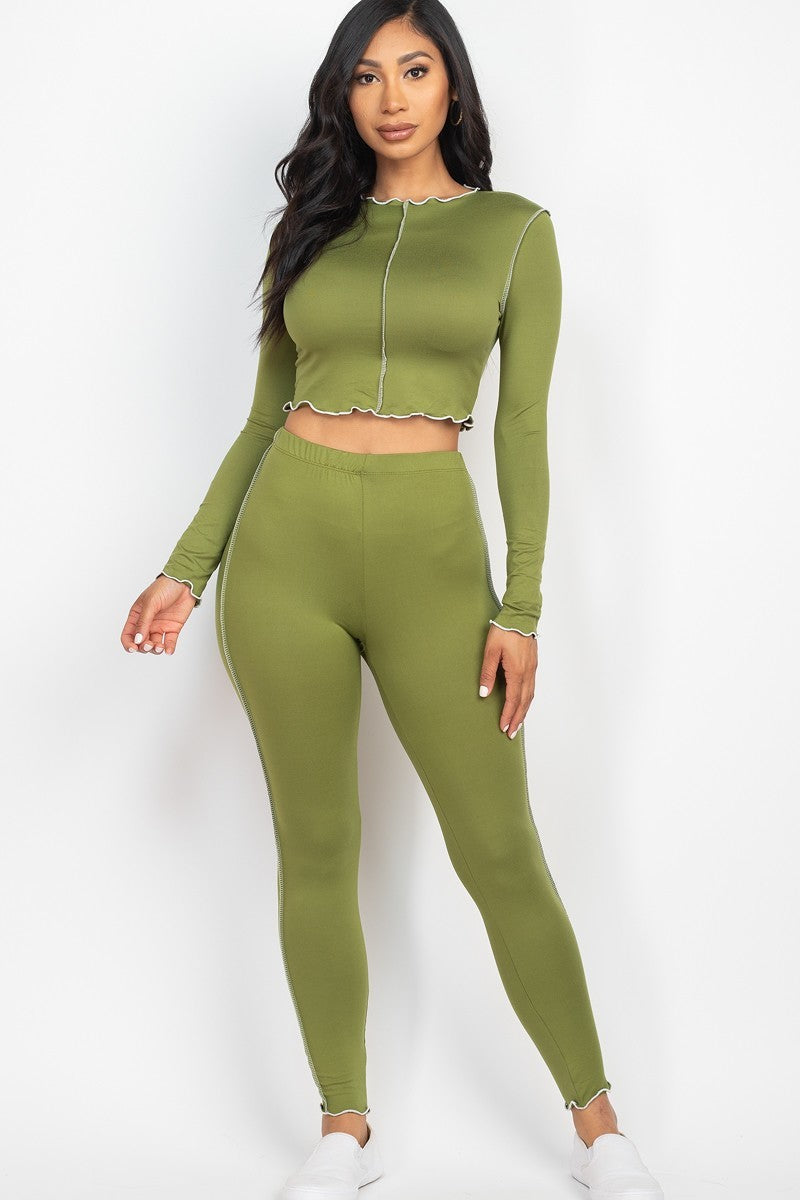 Lettuce Edge Crop Top & Leggings Set Look Up Deals