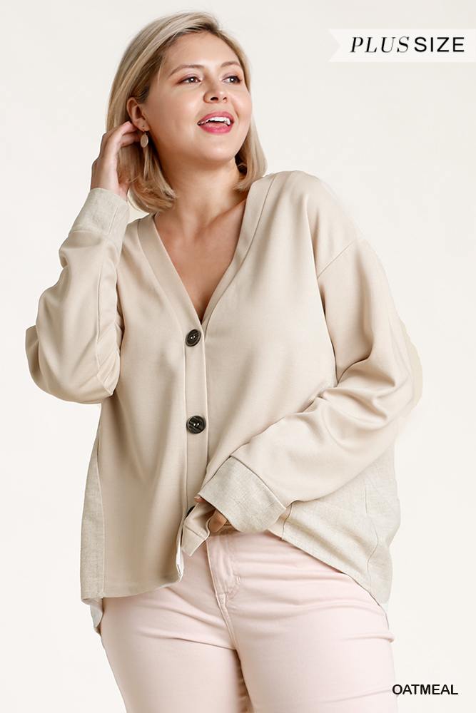 Linen Blend Button Down Cardigan With High Low Hem Look Up Deals