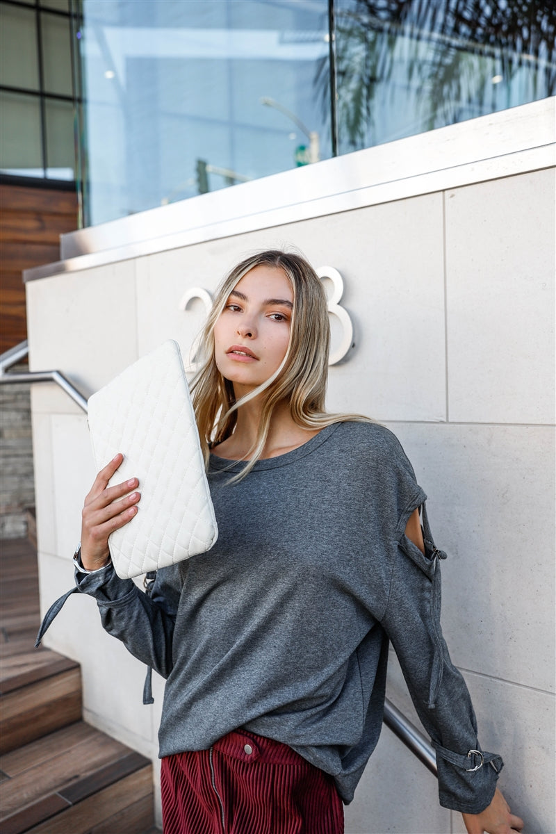 Long Sleeve Cut-out Sweater Look Up Deals