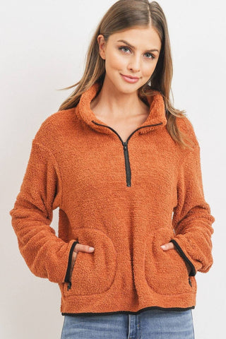 Long Sleeve Half Zipper Pullover Loopie Terry Look Up Deals