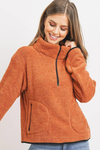 Long Sleeve Half Zipper Pullover Loopie Terry Look Up Deals