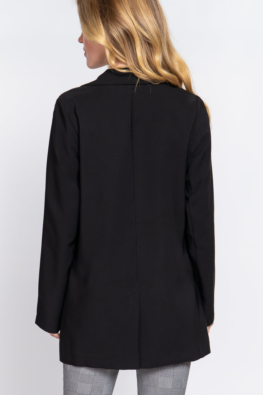 Long Sleeve Notched Single-breasted Tunic Blazer Look Up Deals