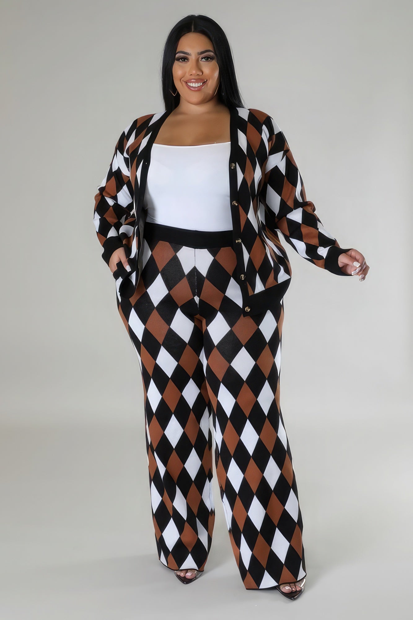 Long Sleeves Stretch Pant Set Look Up Deals