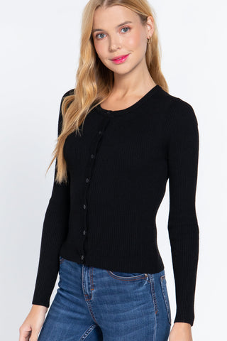 Long Slv Crew Neck Basic Cardigan Look Up Deals