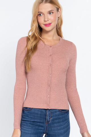 Long Slv Crew Neck Basic Cardigan Look Up Deals