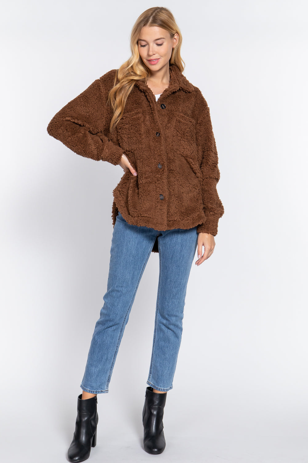 Long Slv Flap Pocket Oversize Jacket Look Up Deals