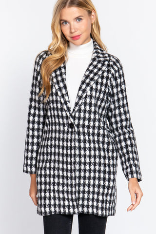 Long Slv One Button Jacquard Jacket Look Up Deals