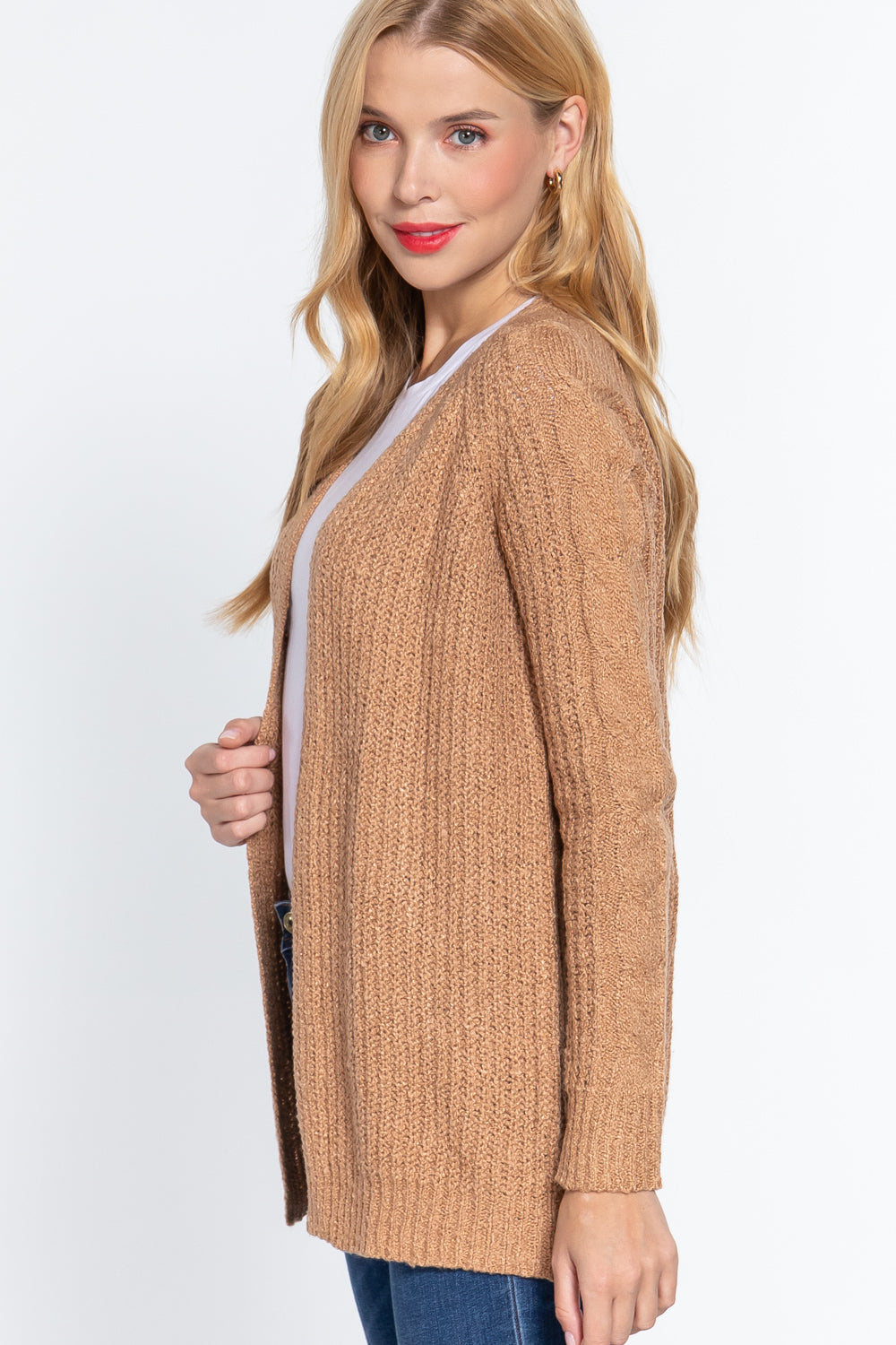 Long Slv Open Front Sweater Cardigan Look Up Deals