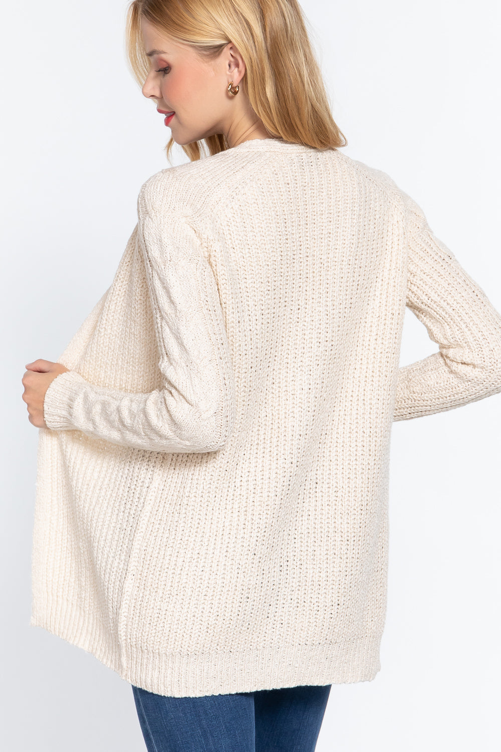 Long Slv Open Front Sweater Cardigan Look Up Deals