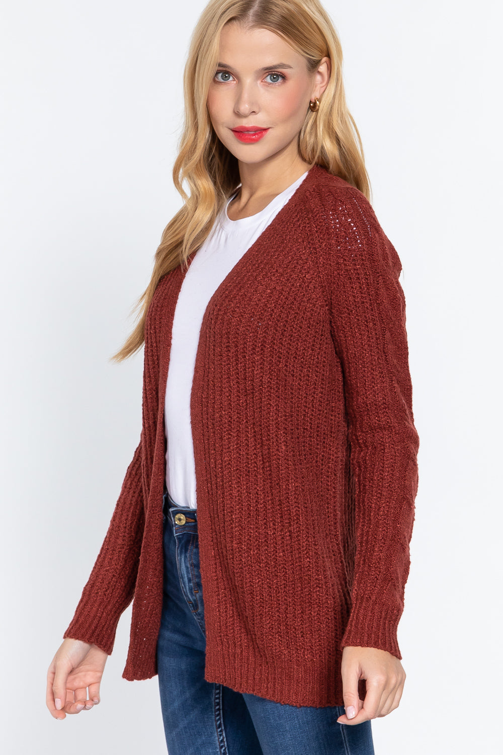 Long Slv Open Front Sweater Cardigan Look Up Deals