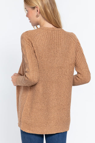 Long Slv Open Front Sweater Cardigan Look Up Deals