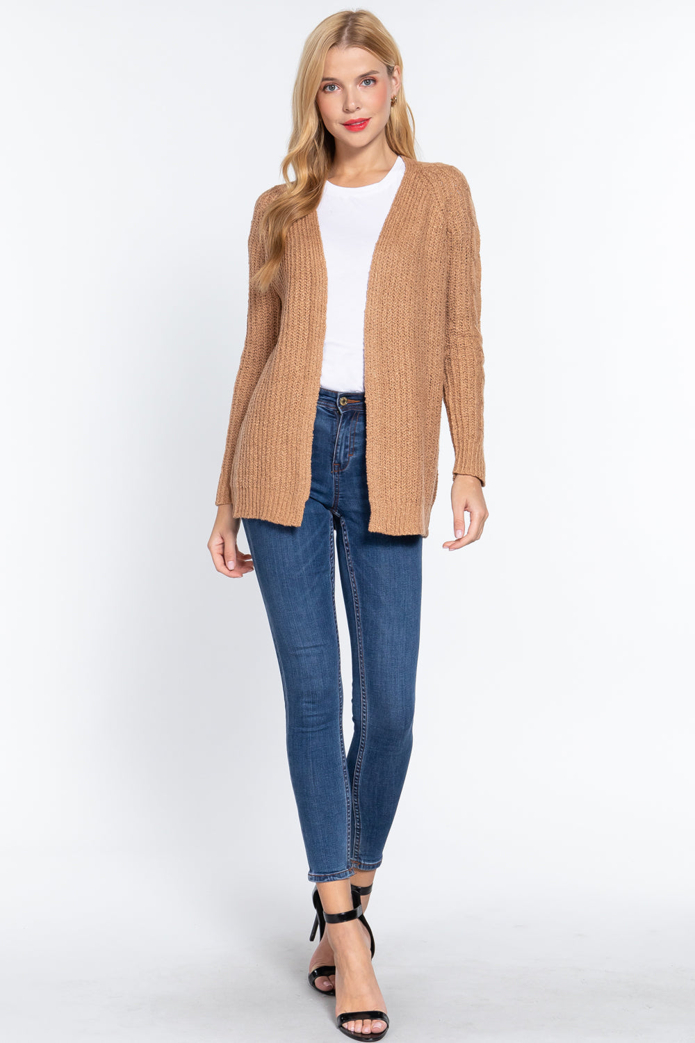 Long Slv Open Front Sweater Cardigan Look Up Deals