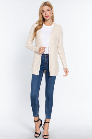 Long Slv Open Front Sweater Cardigan Look Up Deals