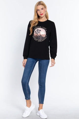 Long Slv Screen Print Knit Top Look Up Deals