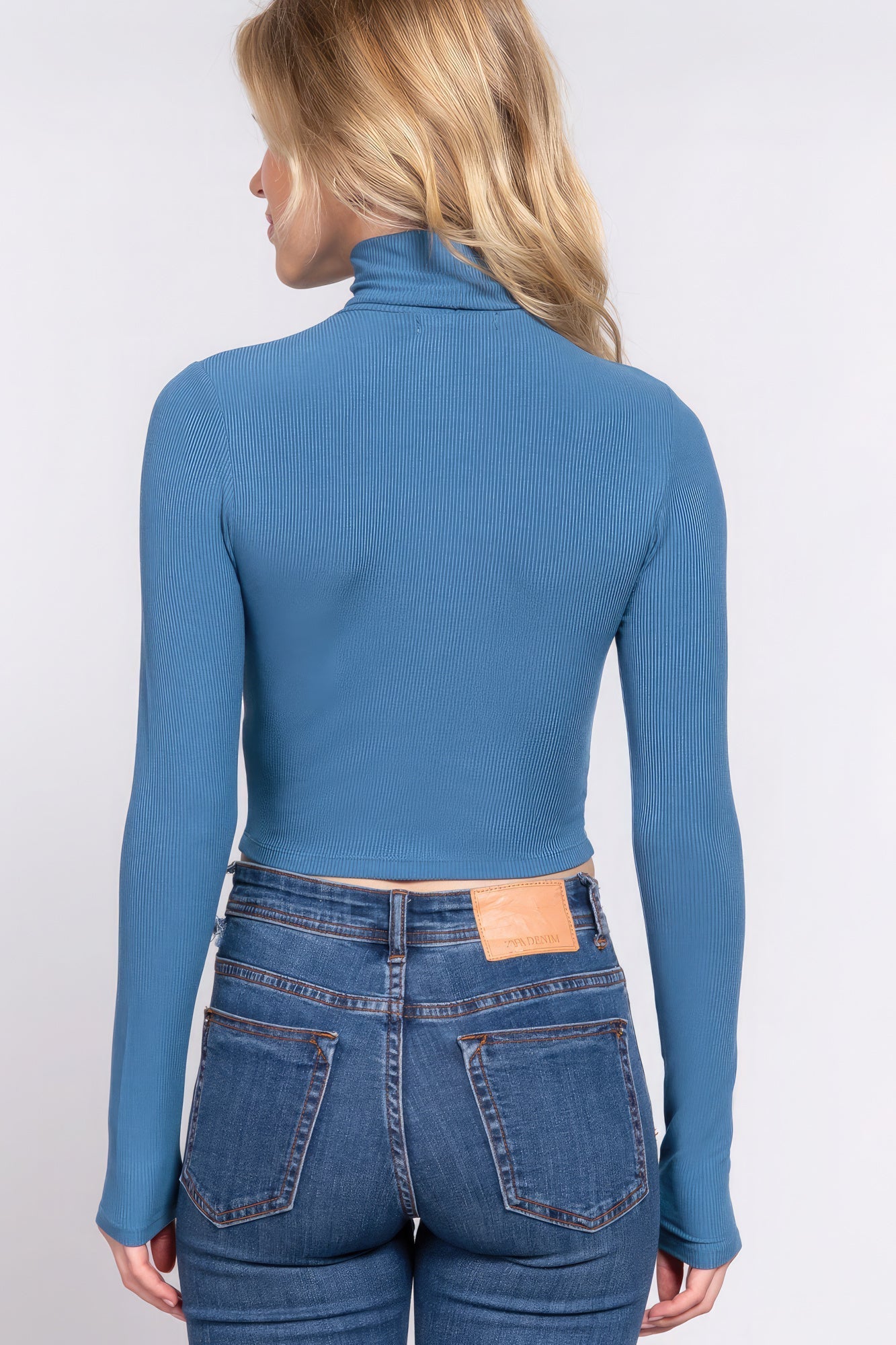 Long Slv Turtle Neck Rib Crop Knit Top Look Up Deals