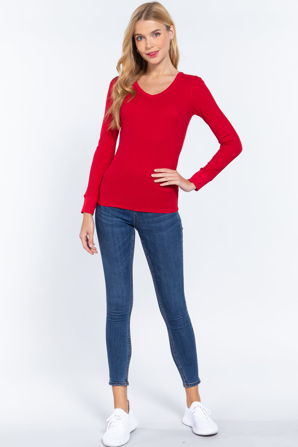 Long Slv V-neck Thermal Top Look Up Deals