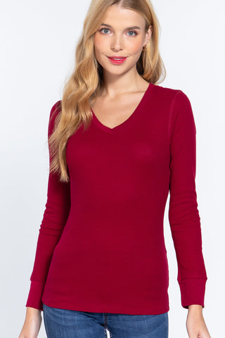 Long Slv V-neck Thermal Top Look Up Deals