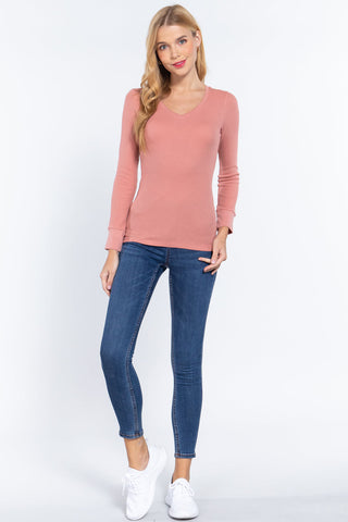 Long Slv V-neck Thermal Top Look Up Deals