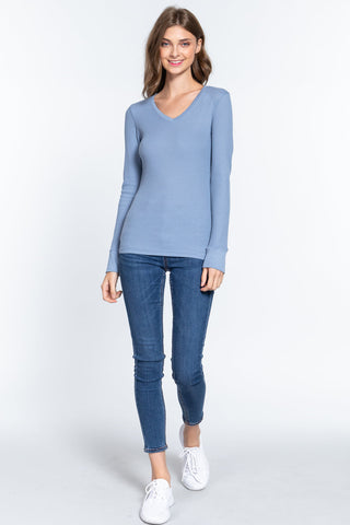 Long Slv V-neck Thermal Top Look Up Deals