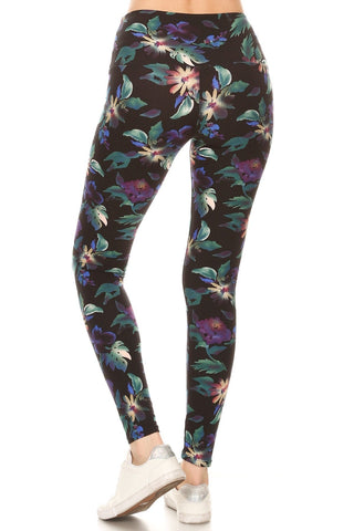 Long Yoga Style Banded Lined Floral Printed Knit Legging With High Waist Look Up Deals