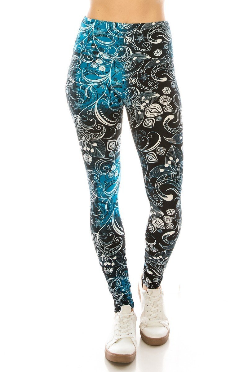 Long Yoga Style Banded Lined Multi Printed Knit Legging With High Waist Look Up Deals