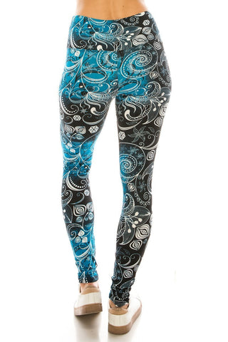 Long Yoga Style Banded Lined Multi Printed Knit Legging With High Waist Look Up Deals