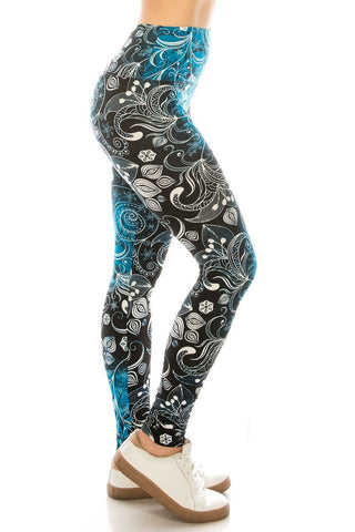 Long Yoga Style Banded Lined Multi Printed Knit Legging With High Waist Look Up Deals