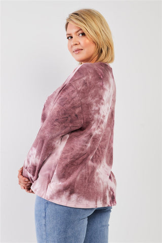 Mauve & Purple Tie-dye Bleach Effect Graphic Print Detail Long Sleeve Sweatshirt Look Up Deals