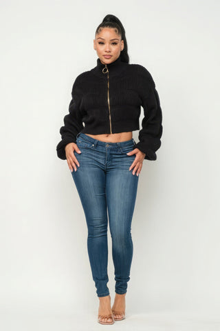 Michelin Sweater Top W/ Front Zipper Look Up Deals