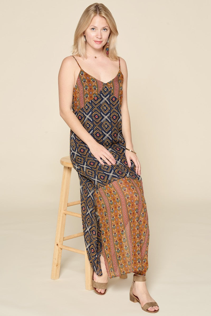 Mixed Printed Chiffon Maxi Slip Dress Look Up Deals