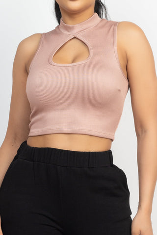 Mock Keyhole-front Crop Top Look Up Deals