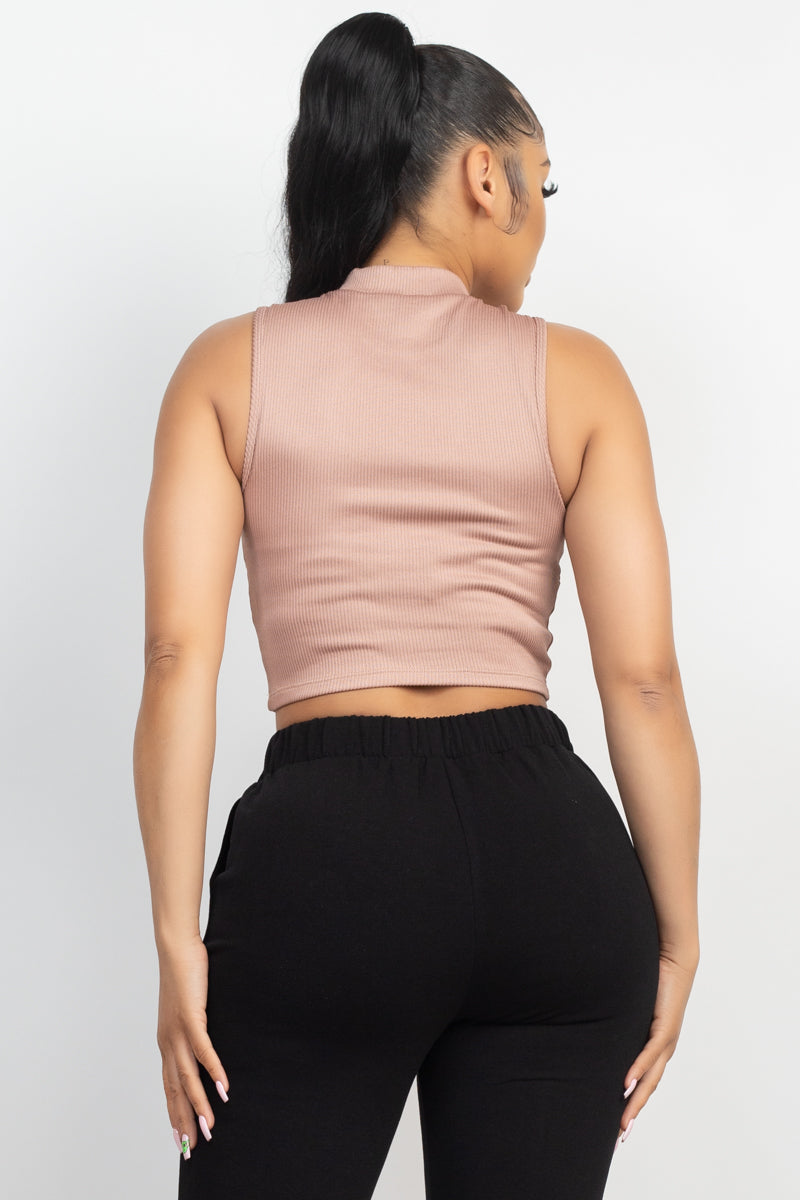 Mock Keyhole-front Crop Top Look Up Deals