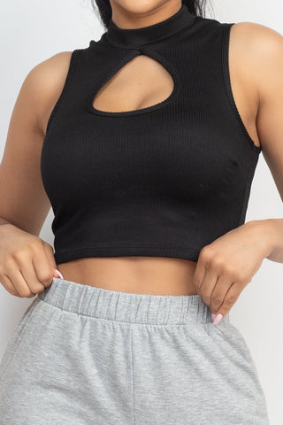 Mock Keyhole-front Crop Top Look Up Deals